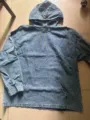 Men's acid wash denim hooded sweatshirt with half zipper and pocket. Casual streetwear top. - 3XL / As Shown