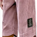 Men corduroy casual shorts detail view, retro style textured fabric with black patch label. - S / Pink