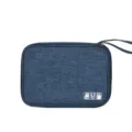 Dark blue electronic organizer bag, cationic polyester multi-functional digital storage bag. - Flat / Navy Blue