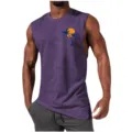 Men's sleeveless tank top with sunset palm tree print, comfortable workout shirt. - 3XL / Tops / Purple Basket Tree
