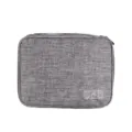 Grey three-layer electronic accessories organizer bag for cables, chargers, and power banks. - Triple Layer / Gray