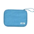 Blue electronic accessories storage bag, multi-layer portable digital organizer for cables. - Flat / Sky Blue