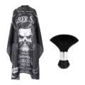 Professional barber cape and neck duster brush set, waterproof salon haircut apron for men. - TZ079-D Skull Print