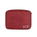 Red 3-layer electronic accessories organizer bag cationic polyester digital storage pouch for cables - Triple Layer / Burgundy