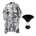 Professional hairdressing cape and neck duster brush set, black and white vintage salon apron. - TZ079-H Black and White Illustration