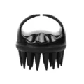 Spazzola per massaggio del cuoio capelluto in silicone nero con setole lunghe per lavaggio. - Nero