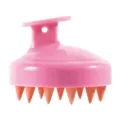 Brosse massage cuir chevelu rose en silicone pour douche et soin quotidien des cheveux - Rose et Orange