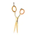 Professional gold hair cutting scissors with orange finger rings for precise hair styling. - Style A Cutting Scissors / Gold