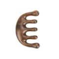 Natural wood scalp massager with five prong meridian gua sha comb for head relaxation. - Ipe Wood with Grain