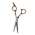 Professional hair cutting scissors, black stainless steel salon shears with orange rings. - Style B Cutting Scissors / Black