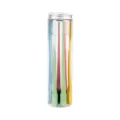 Multi-color double-headed edge control hair styling brush set in clear bottle storage. - 8 Pieces/Pack