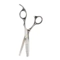 Professionelle Haarausdünnungsschere aus silbernem Metall, ideal zum Stylen und Schneiden. - Stil E Effilierschere