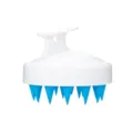Silicone scalp massage brush in white and blue, compact hair washing comb for shower. - White Blue
