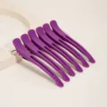 Professionele paarse haarspelden aluminium eendebek styling klemmen set van 6 stuks - Stijl 2 / Paars