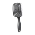 Black curved vented hair brush for smooth styling and daily gentle scalp massage care. - S / Black