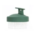 Silicone scalp massage shampoo brush with handle and clear soft bristles for hair wash. - Army Green