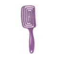 Purple Vented Hair Brush Curved Styling Comb Professional Scalp Massage Hairbrush Tool - S / Purple