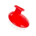 Brosse de massage du cuir chevelu en silicone rouge, ideale pour cheveux secs et humides. - Rouge