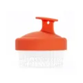 Orange silicone scalp massage brush with soft bead teeth for comfortable hair washing and care. - Orange