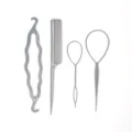 Set d'outils de coiffure en plastique gris avec peigne à queue, chignon et boucles pour coiffer. - Ensemble A / Gris