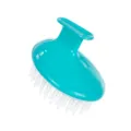 Brosse de massage du cuir chevelu turquoise avec des poils blancs pour les soins capillaires. - Bleu
