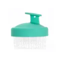 Mint green silicone scalp massage shampoo brush with clear soft bristles and handle. - Mint Green