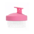 Pink scalp massage shampoo brush with soft flexible bristles and ergonomic handle grip. - Pink