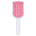 White and pink vented hair brush for detangling and scalp massage in daily hair styling - White Handle Rose Red Teeth