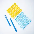 Kit de bigoudis magiques vagues coiffure rouleaux avec crochets bleu jaune variante outil - Vague d'eau / 12 Pièces / Paquet (Emballage OPP)