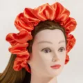 Πορτοκαλί σατέν φαρδιά στέκα μαλλιών scrunchie, μαλακό ελαστικό κεφαλόδεσμο προσώπου. - Πορτοκαλί