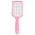 Pink curved vent hair brush for detangling and daily scalp massage wet and dry use. - Pink Handle White Teeth