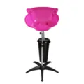 Portable adjustable shampoo basin with height stand and bucket for salon and home hair wash. - Red