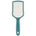 Teal hollow vented hair brush for scalp massage, wet and dry detangling styling tool. - Dark Green Handle White Teeth