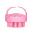 Spazzola per massaggio del cuoio capelluto in silicone rosa con manico per capelli - Rosa