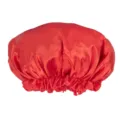 Rote Satin Schlafmütze für Damen, weiche elastische Haarkappe zum Schlafen und Duschen. - Rot