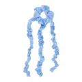 Light blue satin long tail hair scrunchie, heatless curling rod hair styling tool. - Blue