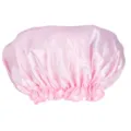 Rosa Satindusche Haube, elastische Schlafkappe, weiche wasserdichte Badekappe für den Alltag. - Rosa