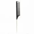 Professional black tail comb with metal pin for hair styling and hair sectioning - Black Combs with Gold Handles