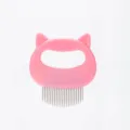 Pink cat ear pet flea comb with fine metal teeth for cats and dogs grooming and hair cleaning. - Pink