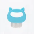 Blue cat ear pet flea comb with metal teeth for daily grooming and parasite removal - Blue