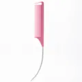 Pink hair styling tail comb with metal pin for salon hair dyeing and professional use. - Curved Handle Pink Comb