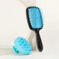 Set spazzola massaggio per cuoio capelluto, spazzola per capelli ventilata e spazzola shampoo. - Pettine traforato blu e spazzola per shampoo blu (set da 2 pezzi)
