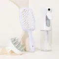 Set spazzola massaggio cuoio capelluto con spazzola ventilata e flacone spray per cura capelli - Set Tre Pezzi Bianco (Stile Infermiera)
