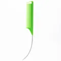 Green rat tail comb with metal pin, professional hair styling and highlighting tool sku. - Curved Handle Green Comb