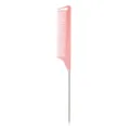Professional pink metal pin tail comb for hair styling, salon highlighting and sectioning. - Pink Combs with Silver Handles