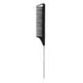 Professional hairdressing pintail comb with metal tail for salon styling and hair coloring. - Black Combs with Silver Handles