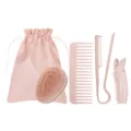Juego de cepillo de cabello de paja de trigo kit de cuatro peines de estilismo rosa. - Rosa