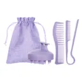 Set per capelli in paglia di grano spazzola massaggio cuoio capelluto pettine e borsa - Viola