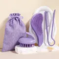 Ensemble brosse à cheveux en paille de blé violette variante pour soin capillaire. - Ensemble / Violet