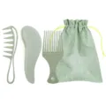 Juego de 3 peines ecológicos de paja de trigo en verde claro con bolsa - Juego de 3 Piezas Verde (Con Bolsa) / Verde